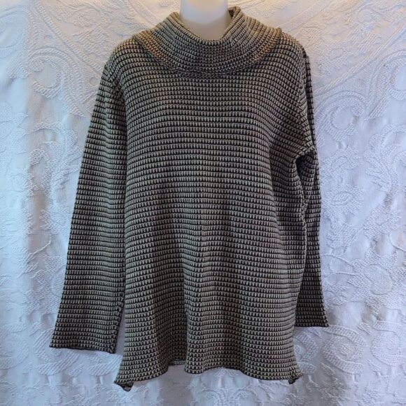 Eight Striped Cowl Neck Sweater 💯 % Cotton Knit Size XL - Picture 1 of 5